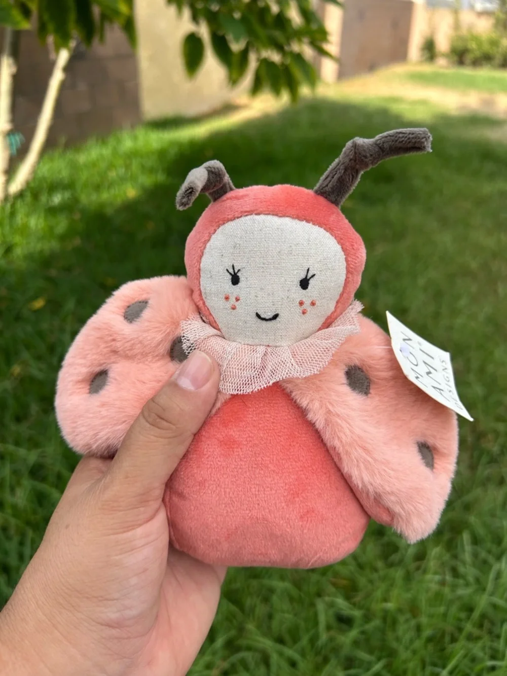 Mon Ami designs Pink Plush Ladybug Soft Cuddly Toy for Kids with chime